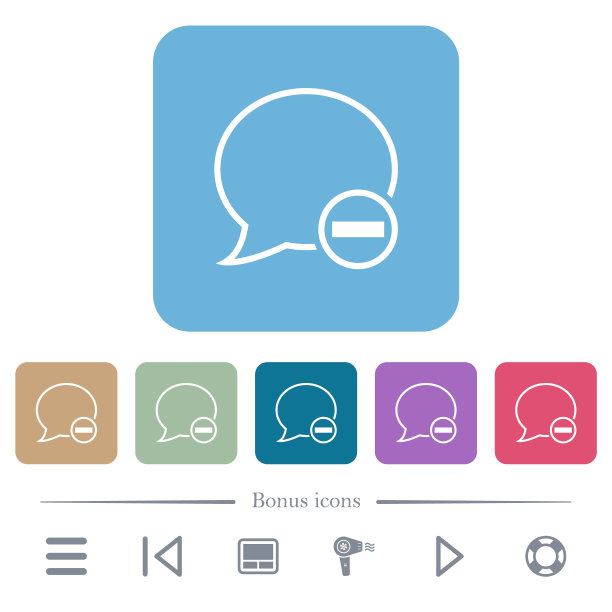 删除彩色圆形方形背景上的信息平面图标图片下载