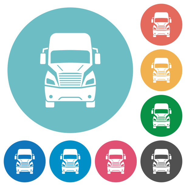 卡车正面视图扁圆图标图片下载