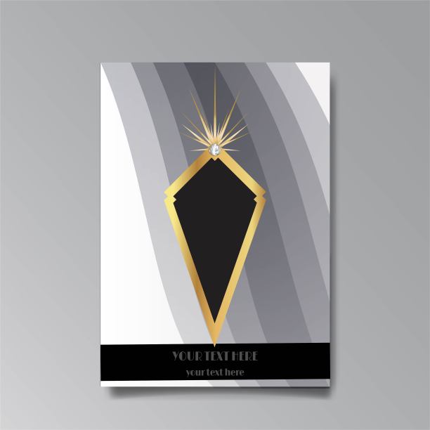 装饰艺术模板金色黑色，A4页，菜单，卡片，现代邀请，月亮星星和城市灯光在装饰艺术图片下载