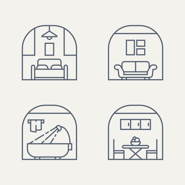 设置家具极简线条艺术标志图标图片下载