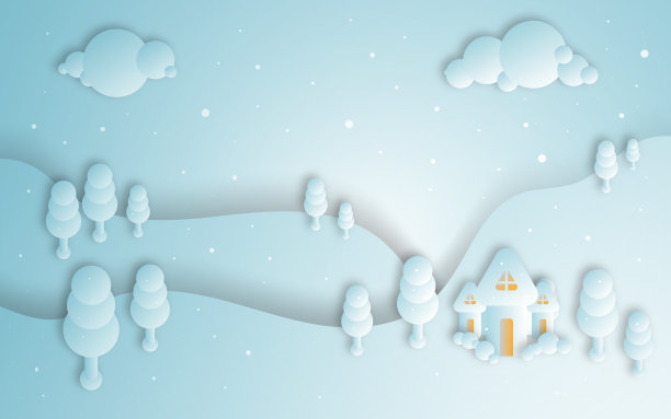 冬季背景森林主题3D效果和柔和的蓝色渐变颜色。图片下载