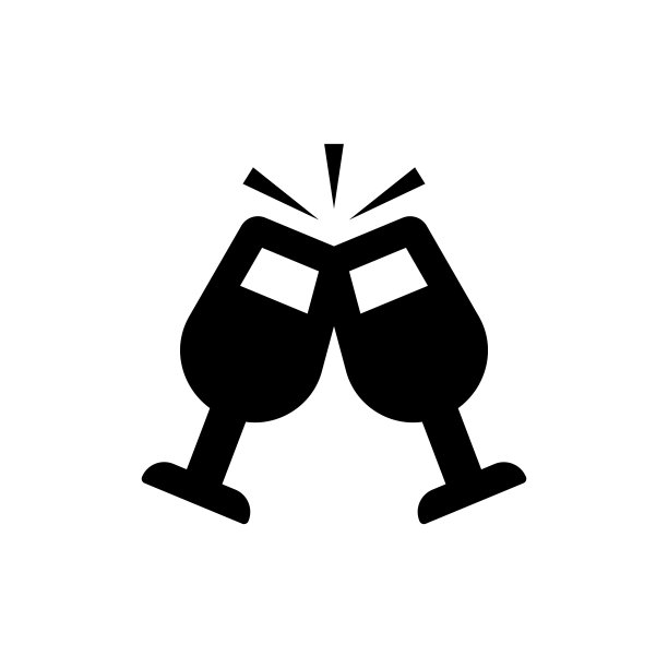 碰杯香槟杯矢量图标。两杯碰杯敬酒象征孤立。矢量插图EPS 10图片下载