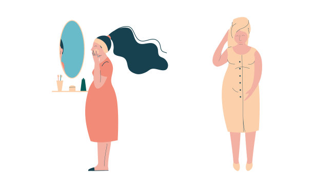 孕妇幸福生活方式：准妈妈沐浴护肤矢量素材图片下载