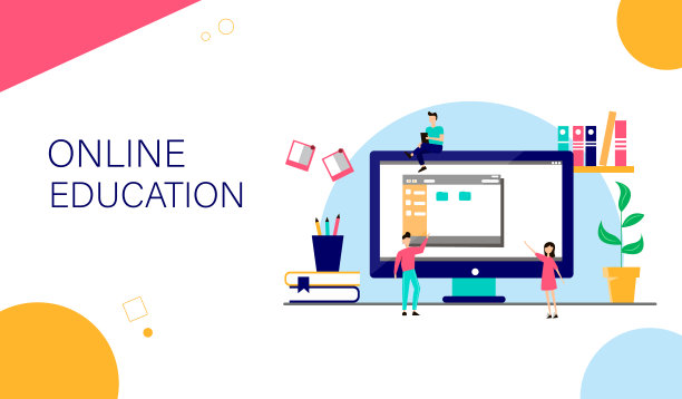 着陆页模板。在线学习，在家进行在线教育。应用程序和网页设计的现代概念。图片下载