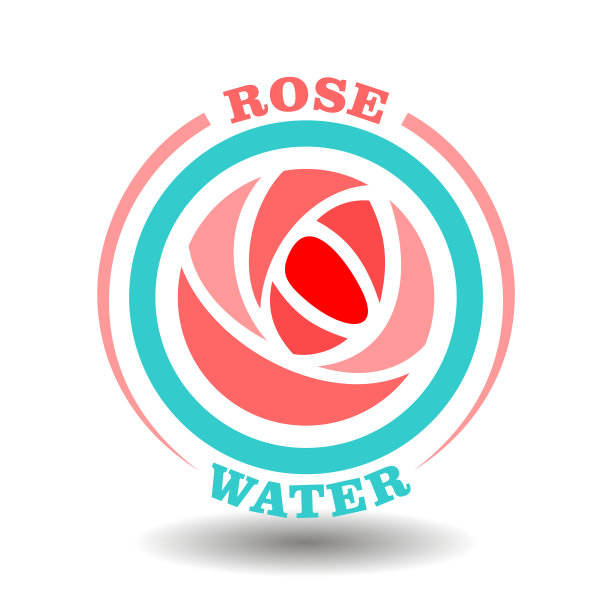 简单的创意标志玫瑰花圆形图标在自然水圈，标签有机化妆品与天然花香，精油，生物提取物图片下载