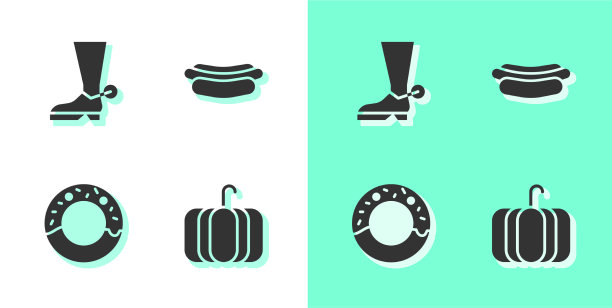 设置南瓜牛仔靴甜甜圈和热狗图片下载