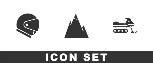 设置头盔山和雪地摩托图标图片下载