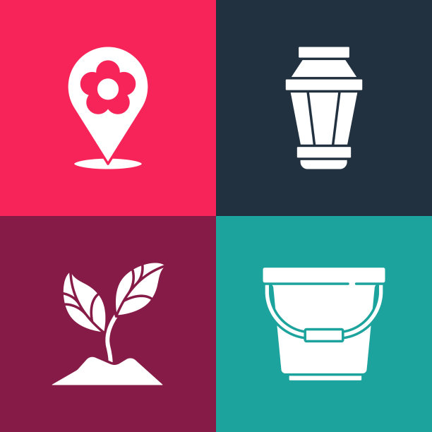 设置波普艺术桶植物花园灯和灯图片下载