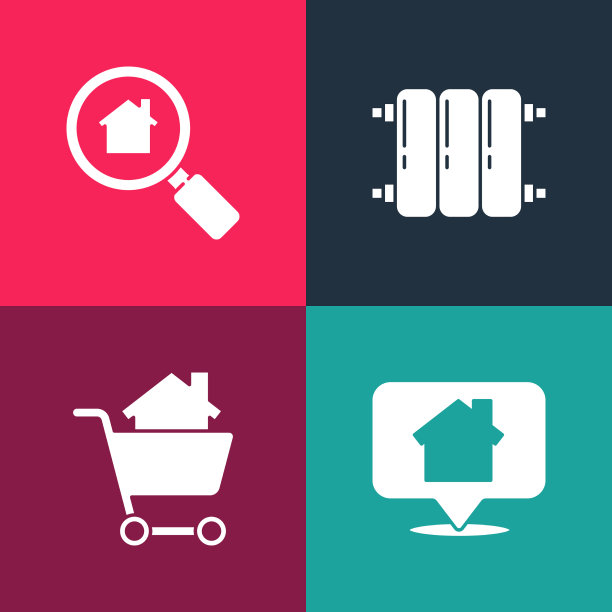 设置流行艺术位置与房子购物车图片下载