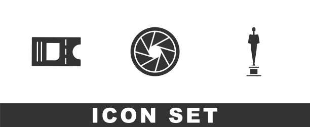 设置电影票相机快门和电影奖杯图片下载