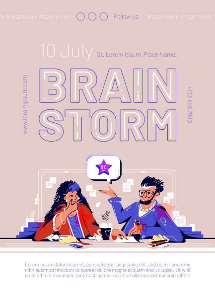 海报头脑风暴小组会议图片下载