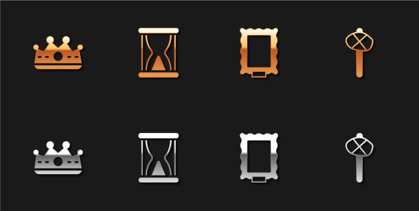 用沙画把国王王冠上的老沙漏图片下载