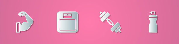 设置剪纸健美肌肉浴室秤图片下载