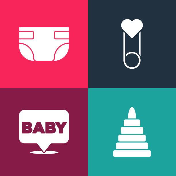 设置波普艺术金字塔玩具婴儿衣服别针和图片下载