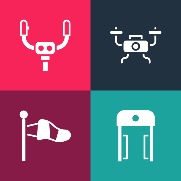 把波普艺术金属探测器装在机场圆锥体上图片下载