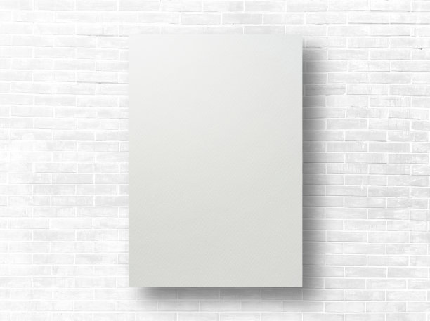 仿造白色海报纸上的白色颜色砖瓷砖墙壁背景纹理复古室内或现代阁楼风格的建筑设计概念图片下载