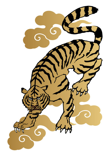 日本“老虎”图案生肖剪贴画，新年素材图片下载