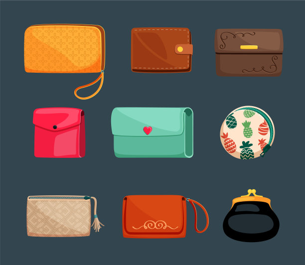 钱包和化妆包设置红色迷人图片下载