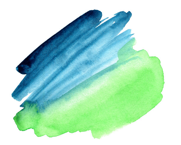 抽象渐变蓝色和绿色水彩在白色的背景。图片下载