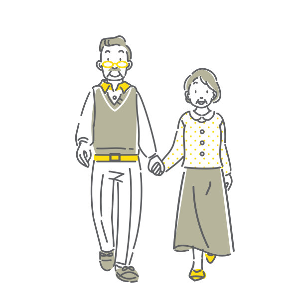 可爱的老年情侣插画图片下载