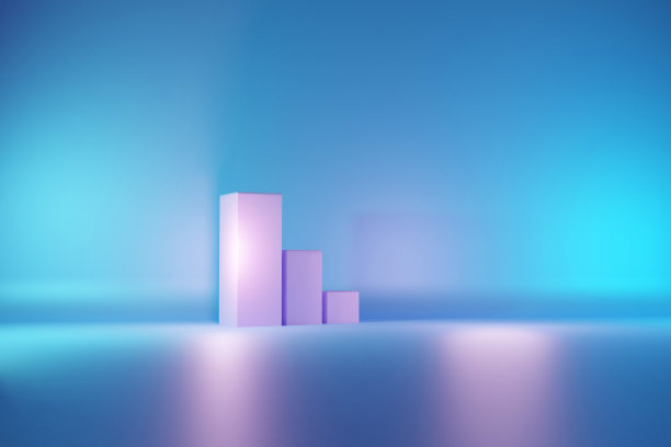 统计业务图柱状图与复制空间上的颜色梯度蓝色背景图片下载