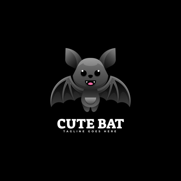 Logo可爱的蝙蝠渐变彩色风格图片下载