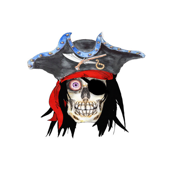 水彩海盗冒险配件图标元素孤立的白色背景图片下载