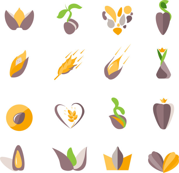 程式化的玉米与种子设置不同图片下载