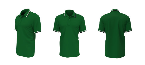 空白领口衬衫模型在前面，侧面和背面的观点图片下载