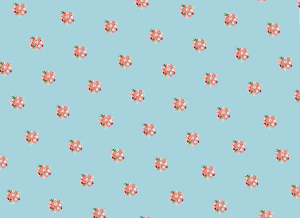 创意图案与大脑和彩色花朵在蓝色柔和的背景。关于心理健康的最小平铺概念。图片下载