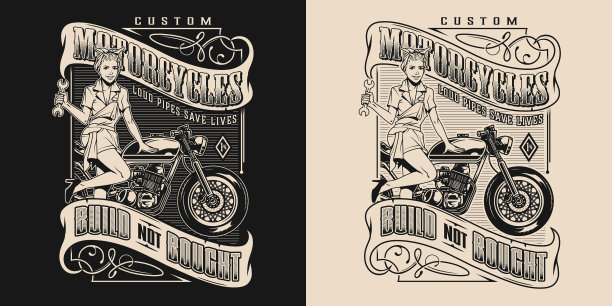 摩托车维修服务优雅标志图片下载