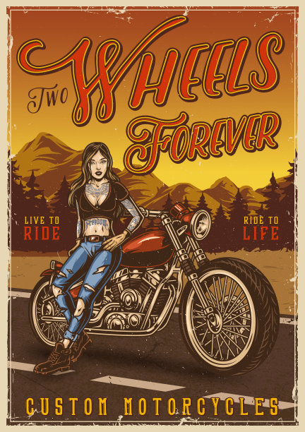 摩托车彩色的海报图片下载