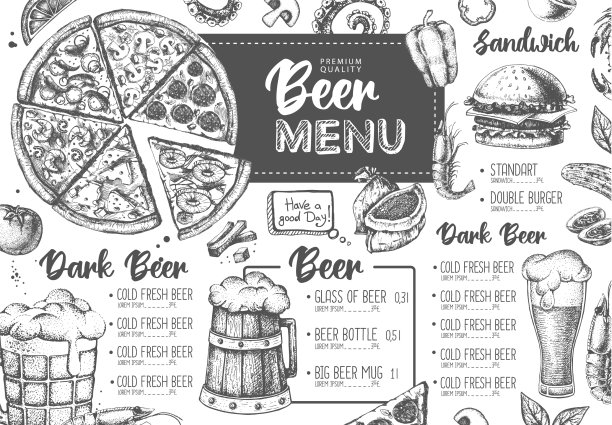 餐厅啤酒菜单设计图片下载