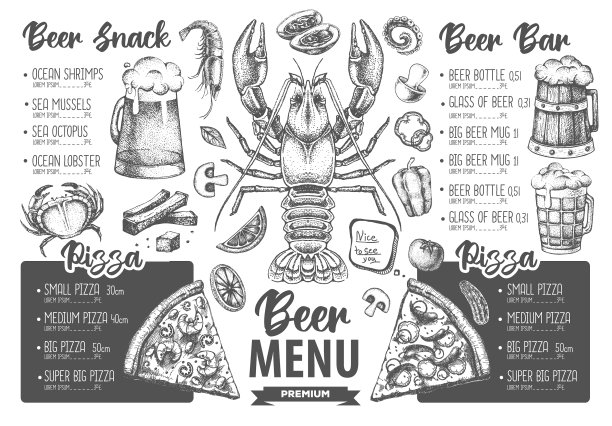 餐厅啤酒菜单设计图片下载