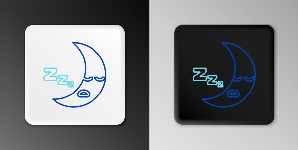 线月亮图标孤立在灰色背景多云图片下载