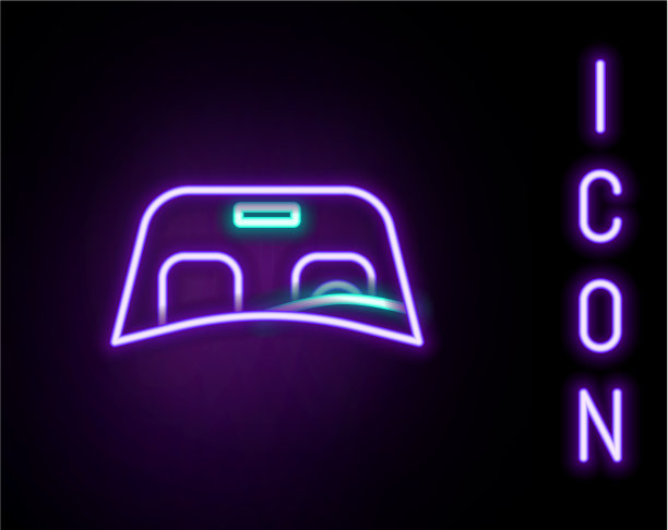 发光的霓虹灯线汽车挡风玻璃图标隔离图片下载