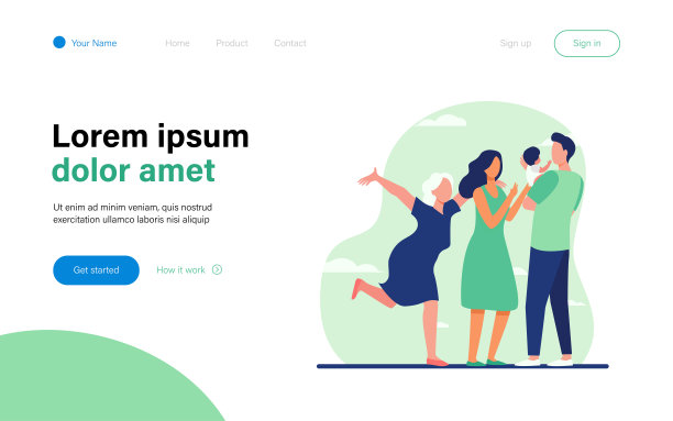 快乐的奶奶，年轻的父母夫妇享受婴儿图片下载