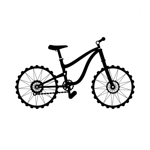 孩子自行车黑色剪影。黑色自行车图标，玩游戏玩具。矢量插图。图片下载
