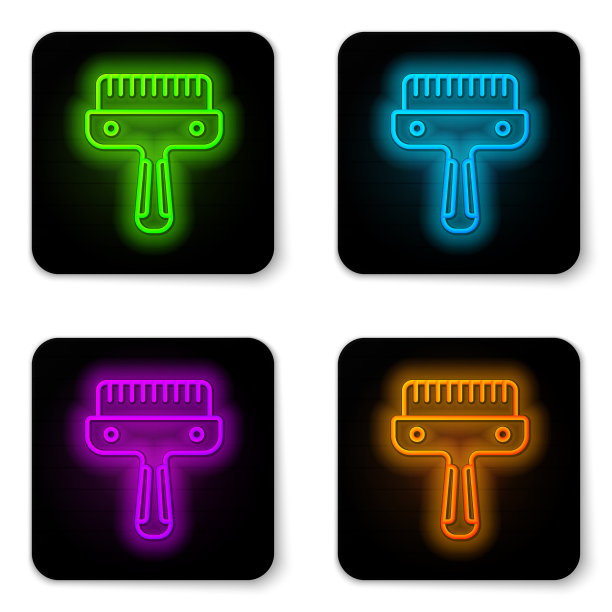 发光的霓虹线毛刷狗和猫的图标图片下载