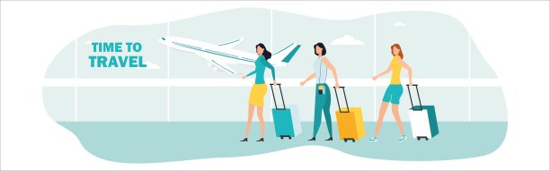 旅行。在机场的人们乘飞机旅行。夏天休息。家庭旅行。假期和朋友。矢量插图。图片下载