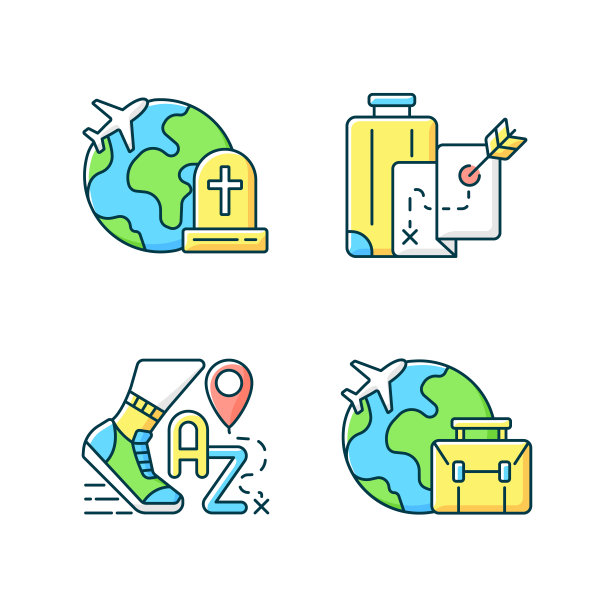 旅游RGB颜色图标集图片下载