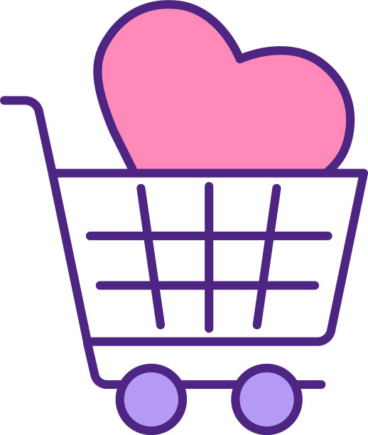 粉色心形购物车RGB颜色图标图片下载