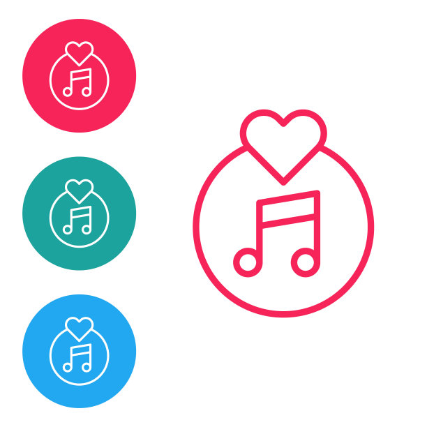 红色线黑胶盘图标隔离在白色背景上。在圆形按钮中设置图标。向量图片下载