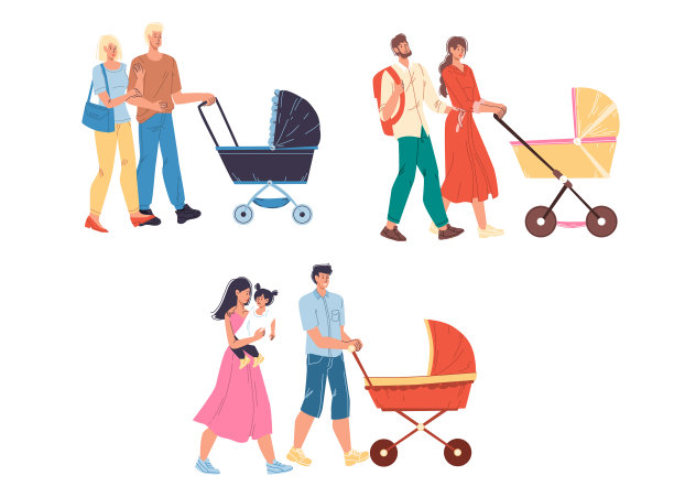 扁平的家庭卡通人物与婚姻图片下载