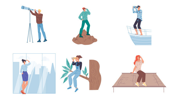 平面卡通人物看的距离设置图片下载