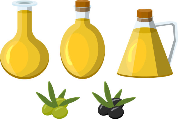 放置橄榄油瓶和橄榄图片下载