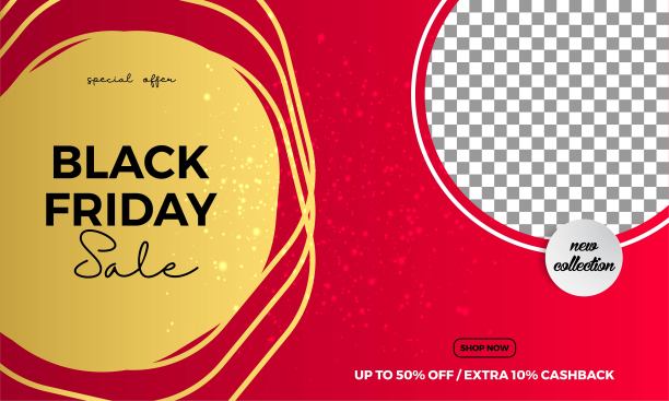 黑色星期五大减价的背景。矢量旗帜与照片。图片下载