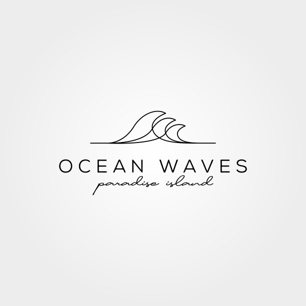 线条艺术波浪图标标志符号的最小设计图片下载