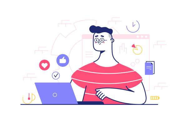 戴着眼镜用笔记本电脑工作的人图片下载