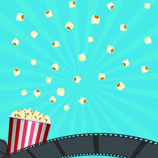 数字抽象图形爆米花电影电影院径向卷轴电影小吃食品蓝色电影院图片下载